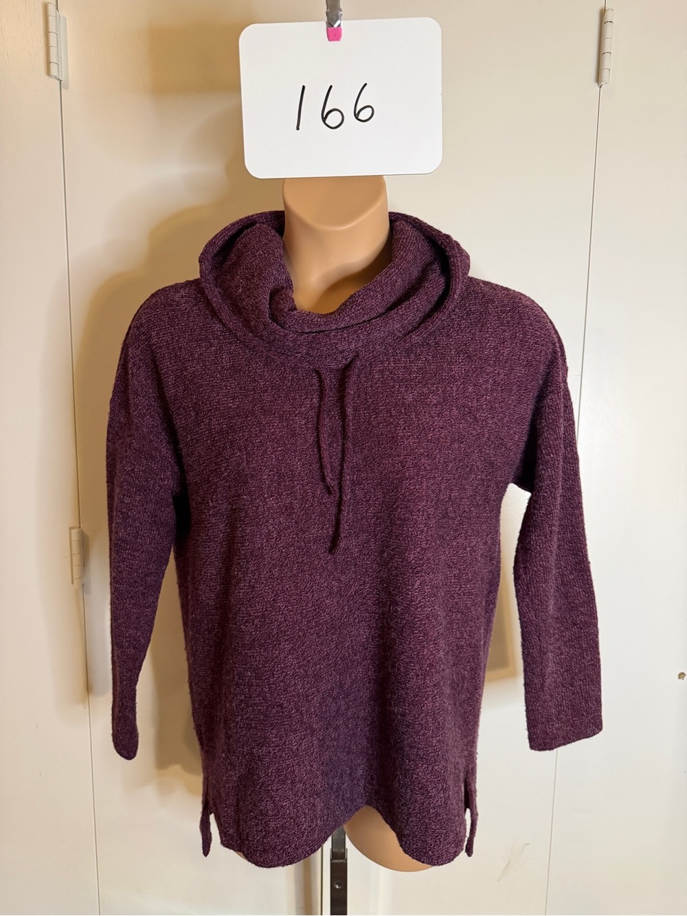 Tribal Maroon Cowl Neck Sweater with Drawstring